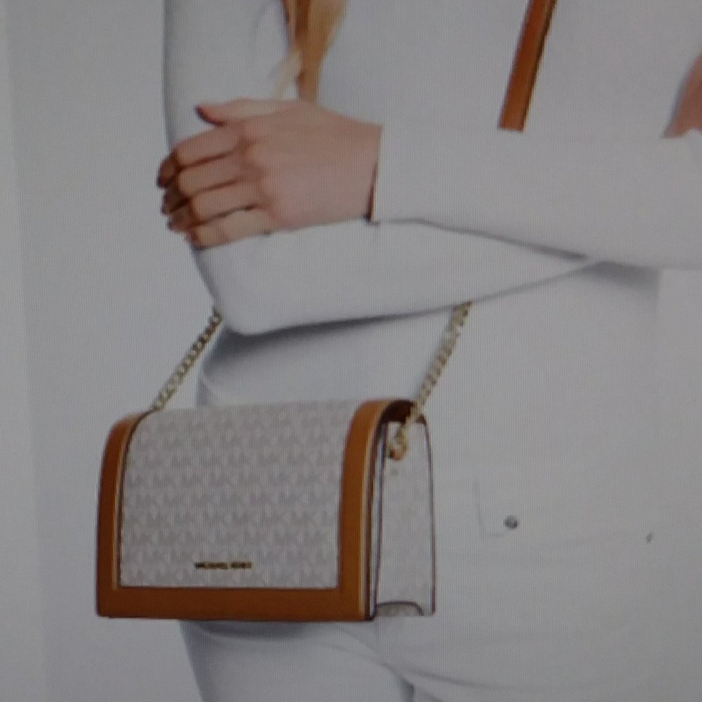 Michael Kors Jet Set Chain White Tan Cross-body Bag